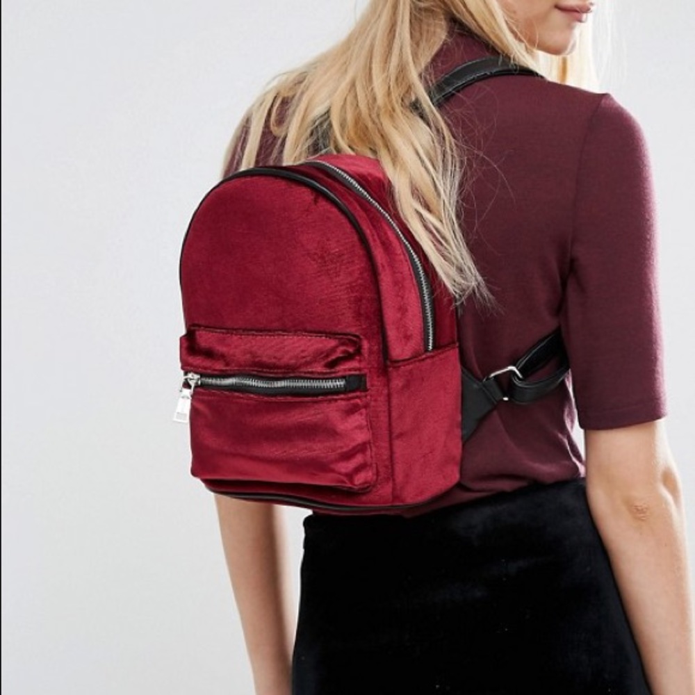 2/$20 Pull & Bear Velvet Maroon Backpack/Purse